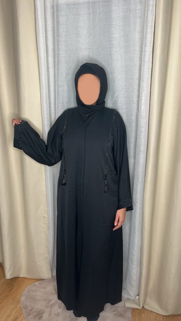 Abaya Saoudienne Noire Avec Sfifa Dubaï - Taille Unique, Neuve Sans étiquette